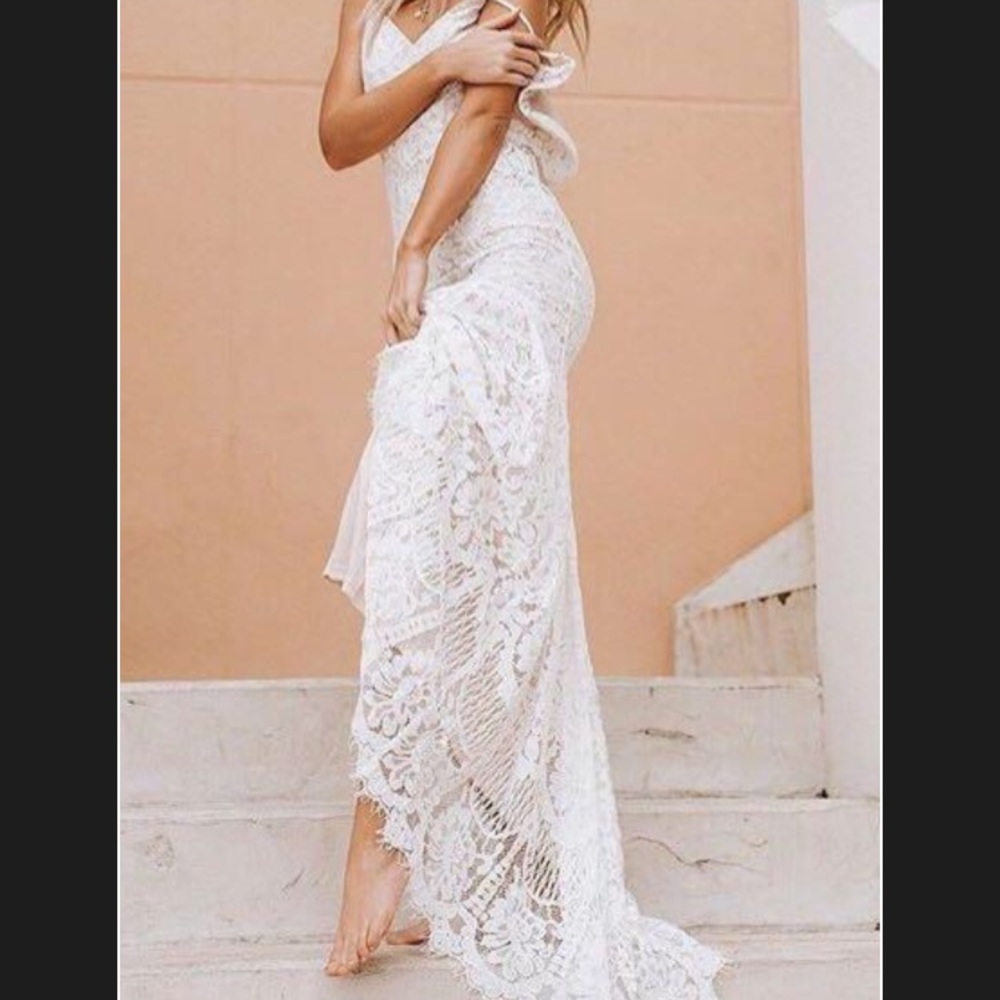 Ivory / neutral lace simple wedding dress
